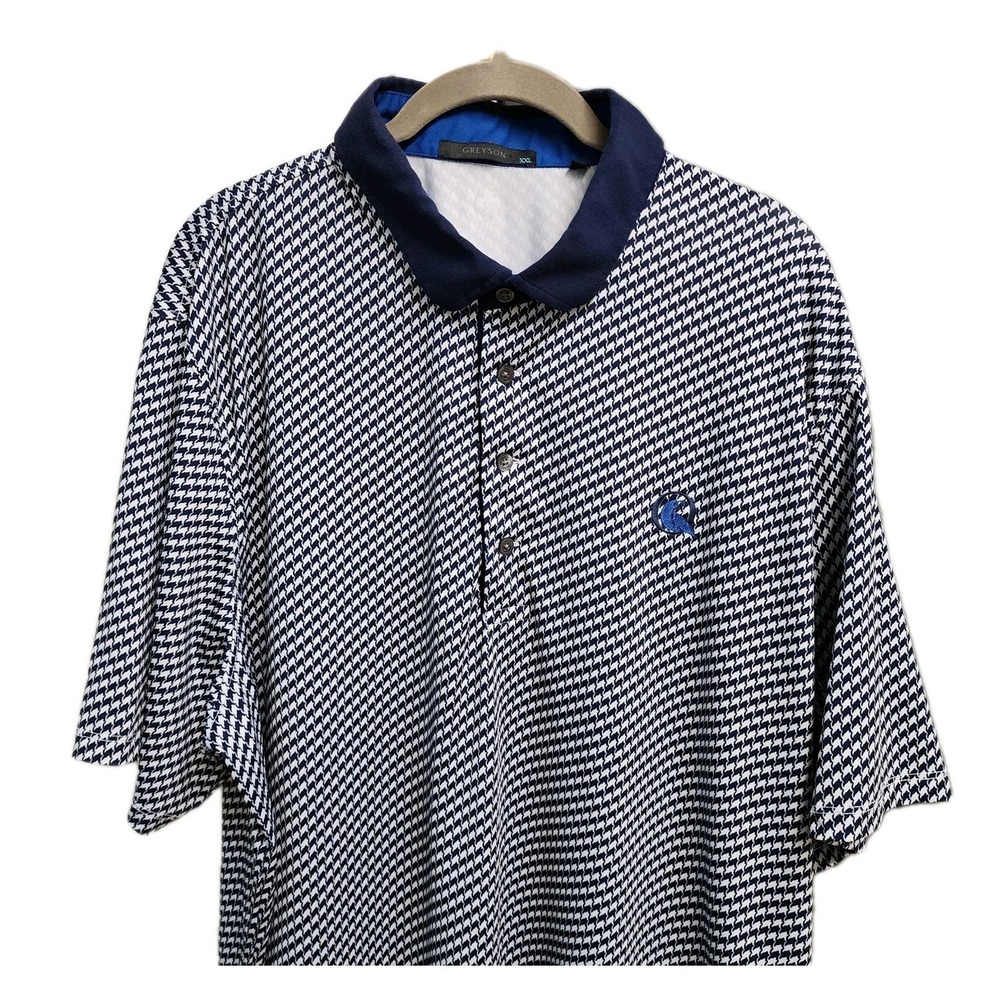 Greyson Golf Polo Shirt Black White Houndstooth Wolf Size XXL